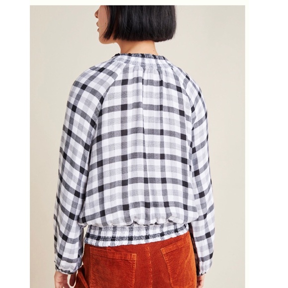 Anthropologie Cloth & Stone Sara Plaid Blouse - Picture 2 of 10